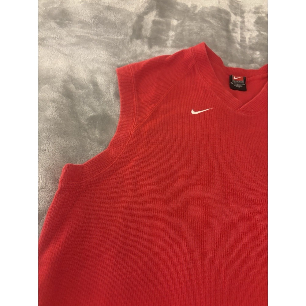 VTG Nike Sweater Vest Vintage Men's Y2K Red Golf Football Faded Sleeveless Lg - Picture 5 of 8